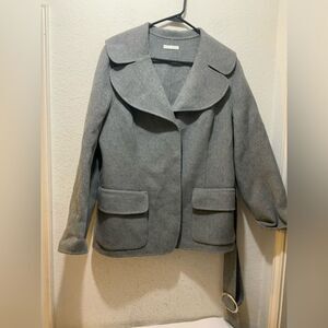 TWEEDS gray wool blend snap coat with matching belt